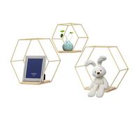 Haoxuesen Estantería de pared Hexagonal, Juego de 3, Estantes Decorativos Colgados, Hierro, Estantes de Pared Loft, Adecuado para Dormitorios, Salones, Chimeneas, Cocinas, etc