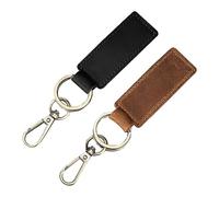 HAOXYO 2 Llaveros de Cuero para Coche,Soporte Universal para Llavero de Coche para Hombres y Mujeres,Llaveros con Clip para Cinturón Accesorios para Coche (Negro y Marrón)