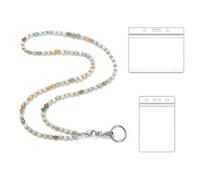 HAOXYO Cordón de cuentas para mujer, soporte para tarjeta de identificación, cordón colorido para el cuello, personalizado para llaves y tarjetas