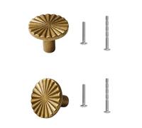 HAOXYO Juego de 2 Pomos Puerta Latón Antiguo, Tiradores de Armarios Redondos Vintage, Asas Gabinete para Muebles,Tiradores Cajones,Cocina Baño Armario Vestidor, Aleación de Zinc,4 Tornillos Incluidos