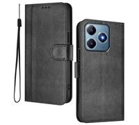 HAOYE Funda Billetera Cuero para Realme C63 / Realme C61 / Realme Note 60 - Carcasa Magnética con Ranuras Tarjetas & Soporte Plegable | Estilo Retro - Negro