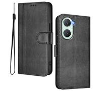 HAOYE Funda Billetera Cuero para Vivo Y28s 5G - Carcasa Magnética con Ranuras Tarjetas & Soporte Plegable | Estilo Retro - Negro