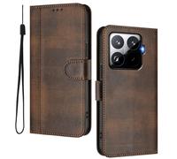 HAOYE Funda Billetera Cuero para Xiaomi 15T Pro 5G - Carcasa Magnética con Ranuras Tarjetas & Soporte Plegable | Estilo Retro - Marrón