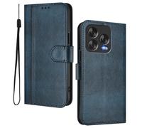 HAOYE Funda Billetera Cuero para ZTE Blade V70 Vita - Carcasa Magnética con Ranuras Tarjetas & Soporte Plegable | Estilo Retro - Azul Oscuro