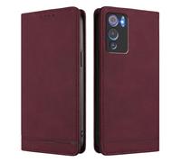 HAOYE Funda Cartera de Cuero Premium para Doogee N60 Pro - Flip Carcasa Magnética con Protección RFID, Soporte Plegable & Bumper Anti-Golpes - Rojo Vino