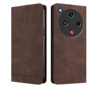 HAOYE Funda Cartera de Cuero Premium para Nubia ZTE Focus 2 - Flip Carcasa Magnética con Protección RFID, Soporte Plegable & Bumper Anti-Golpes - Marrón