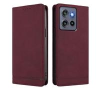 HAOYE Funda Cartera de Cuero Premium para OPPO Find X2 Neo - Flip Carcasa Magnética con Protección RFID, Soporte Plegable & Bumper Anti-Golpes - Rojo Vino