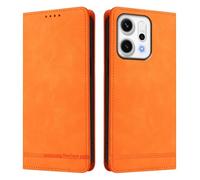 HAOYE Funda Cartera de Cuero Premium para OPPO Reno 14F 5G/4G | Reno 14 FS 5G/4G - Flip Carcasa Magnética con Protección RFID, Soporte Plegable & Bumper Anti-Golpes - Naranja