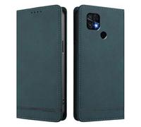 HAOYE Funda Cartera de Cuero Premium para Xiaomi Redmi 10C - Flip Carcasa Magnética con Protección RFID, Soporte Plegable & Bumper Anti-Golpes - Verde Oscuro