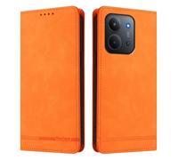 HAOYE Funda Cartera de Cuero Premium para Xiaomi Redmi 15C 4G - Flip Carcasa Magnética con Protección RFID, Soporte Plegable & Bumper Anti-Golpes - Naranja