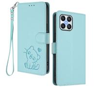 HAOYE Funda Cartera para Huawei Honor X8 5G / X6 / Honor 70 Lite, Diseño Gatito Adorable, Carcasa de Cuero con Cierre Magnético, TPU Antigolpes, Porta Tarjetas & Soporte - Verde Claro