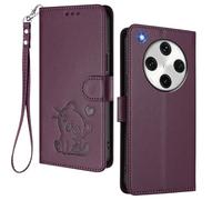 HAOYE Funda Cartera para OPPO Find X8 Pro, Diseño Gatito Adorable, Carcasa de Cuero con Cierre Magnético, TPU Antigolpes, Porta Tarjetas & Soporte - Púrpura Oscuro
