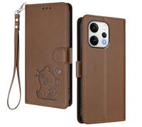 HAOYE Funda Cartera para OPPO Reno 15 5G / Reno15 5G, Diseño Gatito Adorable, Carcasa de Cuero con Cierre Magnético, TPU Antigolpes, Porta Tarjetas & Soporte - Marrón