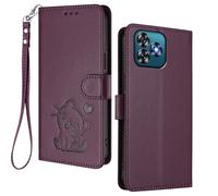 HAOYE Funda Cartera para Oukitel C53, Diseño Gatito Adorable, Carcasa de Cuero con Cierre Magnético, TPU Antigolpes, Porta Tarjetas & Soporte - Púrpura Oscuro