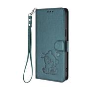 HAOYE Funda Cartera para Oukitel C53, Diseño Gatito Adorable, Carcasa de Cuero con Cierre Magnético, TPU Antigolpes, Porta Tarjetas & Soporte - Verde Oscuro