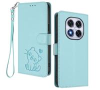 HAOYE Funda Cartera para Xiaomi Redmi Note 14 Pro 5G / Poco X7 5G, Diseño Gatito Adorable, Carcasa de Cuero con Cierre Magnético, TPU Antigolpes, Porta Tarjetas & Soporte - Verde Claro