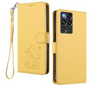 HAOYE Funda Cartera para ZTE Nubia RedMagic 11 Pro / 11 Pro+, Diseño Gatito Adorable, Carcasa de Cuero con Cierre Magnético, TPU Antigolpes, Porta Tarjetas & Soporte - Amarillo