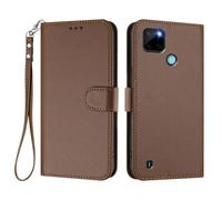 HAOYE Funda Cuero para Realme C21Y / C25Y con Cubierta Billetera - Carcasa Magnética, Ranuras Tarjeta& Pulsera, y Protector Soporte - Marrón