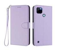 HAOYE Funda Cuero para Realme C21Y / C25Y con Cubierta Billetera - Carcasa Magnética, Ranuras Tarjeta& Pulsera, y Protector Soporte - Morado Claro