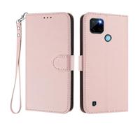 HAOYE Funda Cuero para Realme C21Y / C25Y con Cubierta Billetera - Carcasa Magnética, Ranuras Tarjeta& Pulsera, y Protector Soporte - Rosa