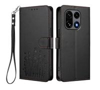 HAOYE Funda de Cuero Floral para OnePlus 15 5G, Cartera Multi-Bolsillos con Cierre Magnético, Soporte Plegable & Carcasa Protectora TPU Antigolpes - Negro