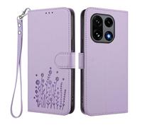 HAOYE Funda de Cuero Floral para OnePlus 15 5G, Cartera Multi-Bolsillos con Cierre Magnético, Soporte Plegable & Carcasa Protectora TPU Antigolpes - Púrpura Claro