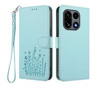HAOYE Funda de Cuero Floral para OnePlus 15 5G, Cartera Multi-Bolsillos con Cierre Magnético, Soporte Plegable & Carcasa Protectora TPU Antigolpes - Verde Claro