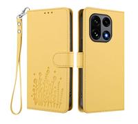 HAOYE Funda de Cuero Floral para OnePlus 15 5G, Cartera Multi-Bolsillos con Cierre Magnético, Soporte Plegable & Carcasa Protectora TPU Antigolpes - Amarillo