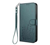 HAOYE Funda de Cuero Floral para Oukitel C61 / C61 Pro, Cartera Multi-Bolsillos con Cierre Magnético, Soporte Plegable & Carcasa Protectora TPU Antigolpes - Verde Oscuro