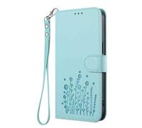 HAOYE Funda de Cuero Floral para Oukitel C61 / C61 Pro, Cartera Multi-Bolsillos con Cierre Magnético, Soporte Plegable & Carcasa Protectora TPU Antigolpes - Verde Claro