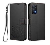 HAOYE Funda de Cuero Floral para Xiaomi Redmi Note 11 Pro+ Plus, Cartera Multi-Bolsillos con Cierre Magnético, Soporte Plegable & Carcasa Protectora TPU Antigolpes - Negro