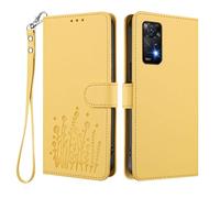 HAOYE Funda de Cuero Floral para Xiaomi Redmi Note 11 Pro+ Plus, Cartera Multi-Bolsillos con Cierre Magnético, Soporte Plegable & Carcasa Protectora TPU Antigolpes - Amarillo