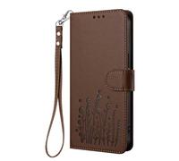 HAOYE Funda de Cuero Floral para Xiaomi Redmi Note 12 Pro+ Plus 5G, Cartera Multi-Bolsillos con Cierre Magnético, Soporte Plegable & Carcasa Protectora TPU Antigolpes - Marrón