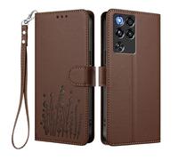 HAOYE Funda de Cuero Floral para ZTE Nubia RedMagic 11 Pro / 11 Pro+, Cartera Multi-Bolsillos con Cierre Magnético, Soporte Plegable & Carcasa Protectora TPU Antigolpes - Marrón