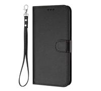 HAOYE Funda de Cuero para Oukitel C62 / C62 Pro con Carcasa Billetera - Ranuras Tarjeta, Correa de Mano y Soporte Plegable - Negro