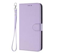 HAOYE Funda de Cuero para Oukitel C62 / C62 Pro con Carcasa Billetera - Ranuras Tarjeta, Correa de Mano y Soporte Plegable - Morado Claro