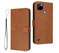 HAOYE Funda de Cuero para Realme C21Y / C25Y, Funda Cartera con Cierre Magnético/Ranura para Tarjetas, Carcasa con Protección RFID y Soporte Plegable - Marrón