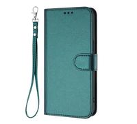 HAOYE Funda de Cuero para ZTE Blade V80 MAX con Carcasa Billetera - Ranuras Tarjeta, Correa de Mano y Soporte Plegable - Verde Oscuro