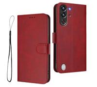 HAOYE Funda de Cuero para ZTE Nubia Red Magic 10 Pro/Magic 10 Pro+, Funda Cartera con Cierre Magnético/Ranura para Tarjetas, Carcasa con Protección RFID y Soporte Plegable - Rojo Vino