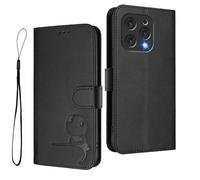 HAOYE Funda de Cuero Patrón de Panda para Doogee N55 - Protección RFID Carcasa con Ranuras Tarjetas, Soporte & Antigolpes - Negro