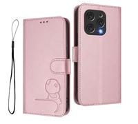 HAOYE Funda de Cuero Patrón de Panda para Doogee N55 - Protección RFID Carcasa con Ranuras Tarjetas, Soporte & Antigolpes - Rosa