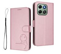 HAOYE Funda de Cuero Patrón de Panda para Huawei Honor X6b - Protección RFID Carcasa con Ranuras Tarjetas, Soporte & Antigolpes - Rosa