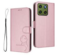 HAOYE Funda de Cuero Patrón de Panda para Motorola Moto Edge 70 5G / X70 Air - Protección RFID Carcasa con Ranuras Tarjetas, Soporte & Antigolpes - Rosa