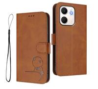 HAOYE Funda de Cuero Patrón de Panda para OPPO A5X 4G / 5G - Protección RFID Carcasa con Ranuras Tarjetas, Soporte & Antigolpes - Marrón