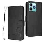 HAOYE Funda de Cuero Patrón de Panda para Realme C51 / Realme Note 50 / Realme C53 - Protección RFID Carcasa con Ranuras Tarjetas, Soporte & Antigolpes - Negro