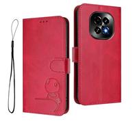 HAOYE Funda de Cuero Patrón de Panda para Realme C63 / C61 / Realme Note 60 - Protección RFID Carcasa con Ranuras Tarjetas, Soporte & Antigolpes - Rojo Rosa