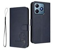 HAOYE Funda de Cuero Patrón de Panda para Realme C63 / Realme C61 / Realme Note 60 - Protección RFID Carcasa con Ranuras Tarjetas, Soporte & Antigolpes - Azul