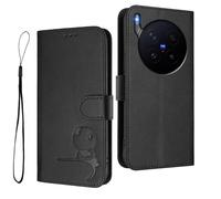 HAOYE Funda de Cuero Patrón de Panda para Vivo X300 Pro - Protección RFID Carcasa con Ranuras Tarjetas, Soporte & Antigolpes - Negro