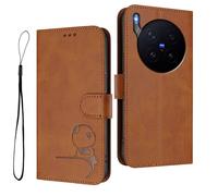 HAOYE Funda de Cuero Patrón de Panda para Vivo X300 Pro - Protección RFID Carcasa con Ranuras Tarjetas, Soporte & Antigolpes - Marrón