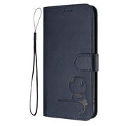 HAOYE Funda de Cuero Patrón de Panda para ZTE Blade A35 / A55 - Protección RFID Carcasa con Ranuras Tarjetas, Soporte & Antigolpes - Azul